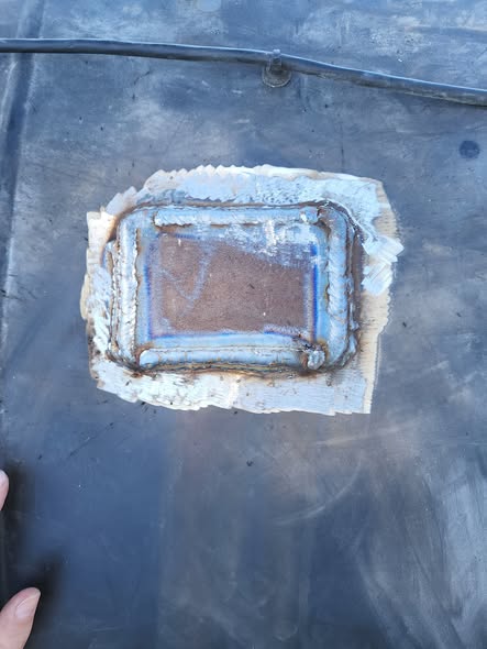 Welded patch on a high pressure tank for an oil and gas company