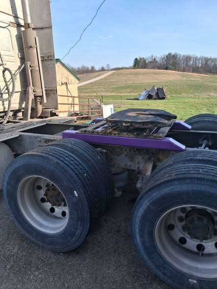 Semi trailer on the lot ready for frame repair work