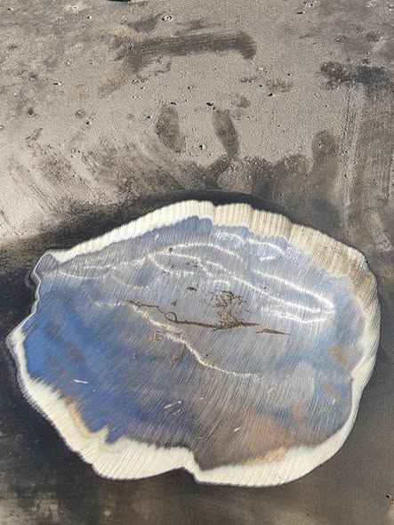 Close-up of a finished weld bead on a repaired component